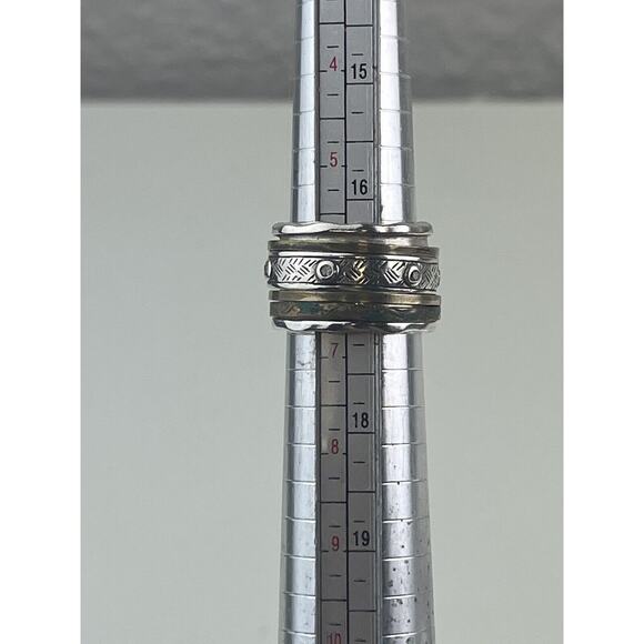 Silpada Sterling Silver & Brass with Patina Spinner Ring Isabella R3137 Size 6 - Picture 10 of 11
